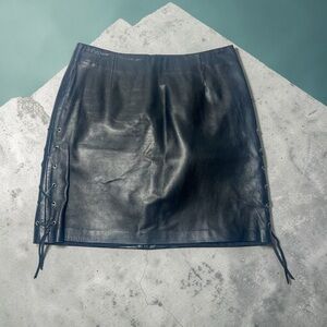 Cache Mini Skirt Women's Black Leather Lined Vtg 90s Y2K - Size 4